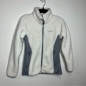 Columbia fast beauty plush fleece Sherpa full zip jacket white & gray size small